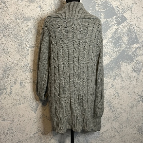Susan Ess Grey Cable-Knit Cardigan Sweater size L - Picture 4 of 7